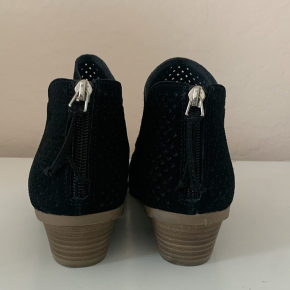 Black Suede Perforated Ankle Boot - Picture 3 of 5